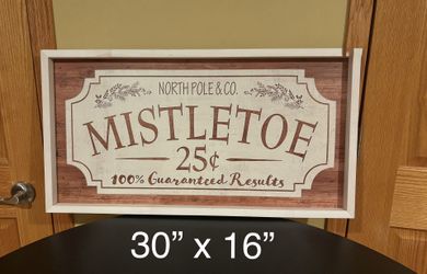 Christmas Mistletoe Sign Wood Frame