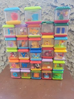 Lot 28 Fisher Price Peek a Boo Blocks Sensory Toys