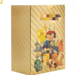 55 PCS Cards Packs Vmax V EX GX Rare Golden Cards TCG Deck Box Gold Foil Card for Fans/Kids/Collectors Gifts (No Duplicates)  