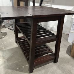 Wood 2 Leaf Table Plus Stools 