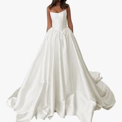 Size 16 Satin Wedding Dress W/ Pockets