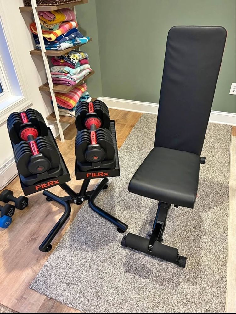 Adjustable/dumbbells, rack/ bench