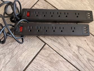 Black surge protectors with USB