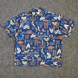 GO BAREFOOT HAWAIIAN BUTTON UP SHIRT SIZE MEDIUM