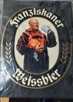 Vintage Franziskaner Green Beer Sign with Monk