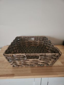Brown Woven Storage Basket with Handles