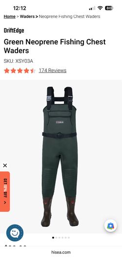 Hisea Neoprene Green Waders (Size 12)