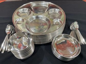 Stainless Steel Compartment Dinner set for 18