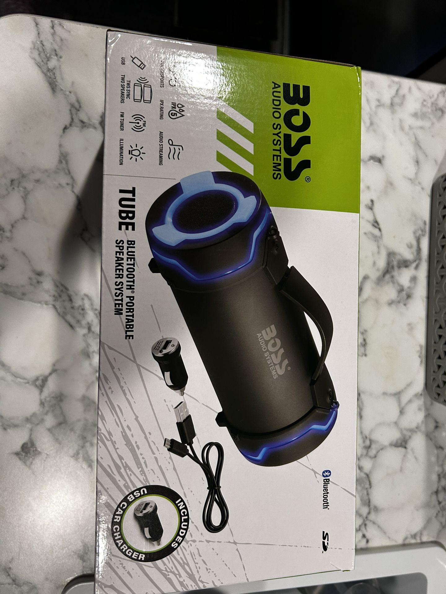 Portable Marine Tube Boss Weatherproof Black Speaker Ipx5 Audio Bluetooth System
