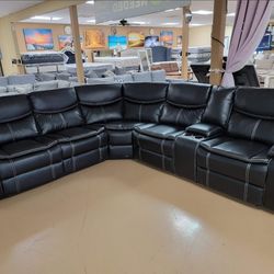 Black Sectional With 3  Recliners !!!!