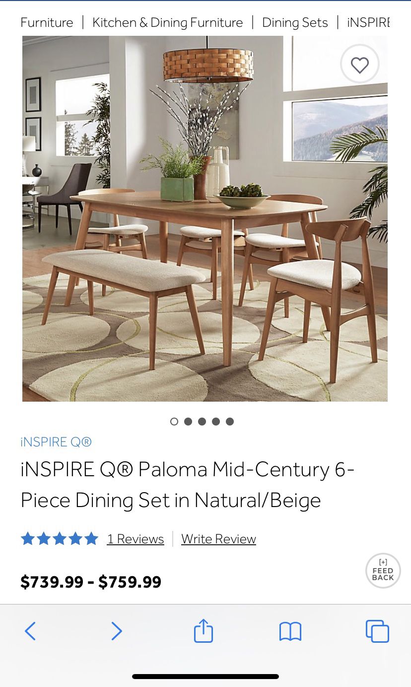 Dining table set with bench