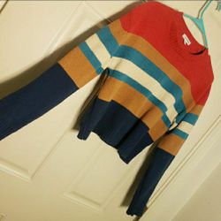 Stripe color block soft sweater
