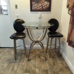 Solid Chrome And Glass Bistro Dining Room Set