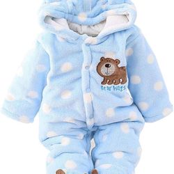 New: Baby Bear Fleece Jumpsuit/Hooded Footie Outerwear (0-3 months)