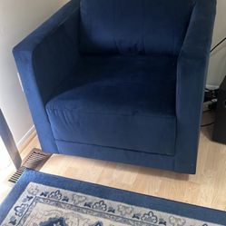 Rocking Blue Velvet Chair