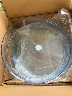 3x Room Essentials 15 inch Clear Round Plastic Serving Tray w/Handles
