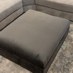 Milo 1-Seater-Ottoman-Plush Velvet-Glacier Grey, B69OT-116,  Like New, Perfect Condition