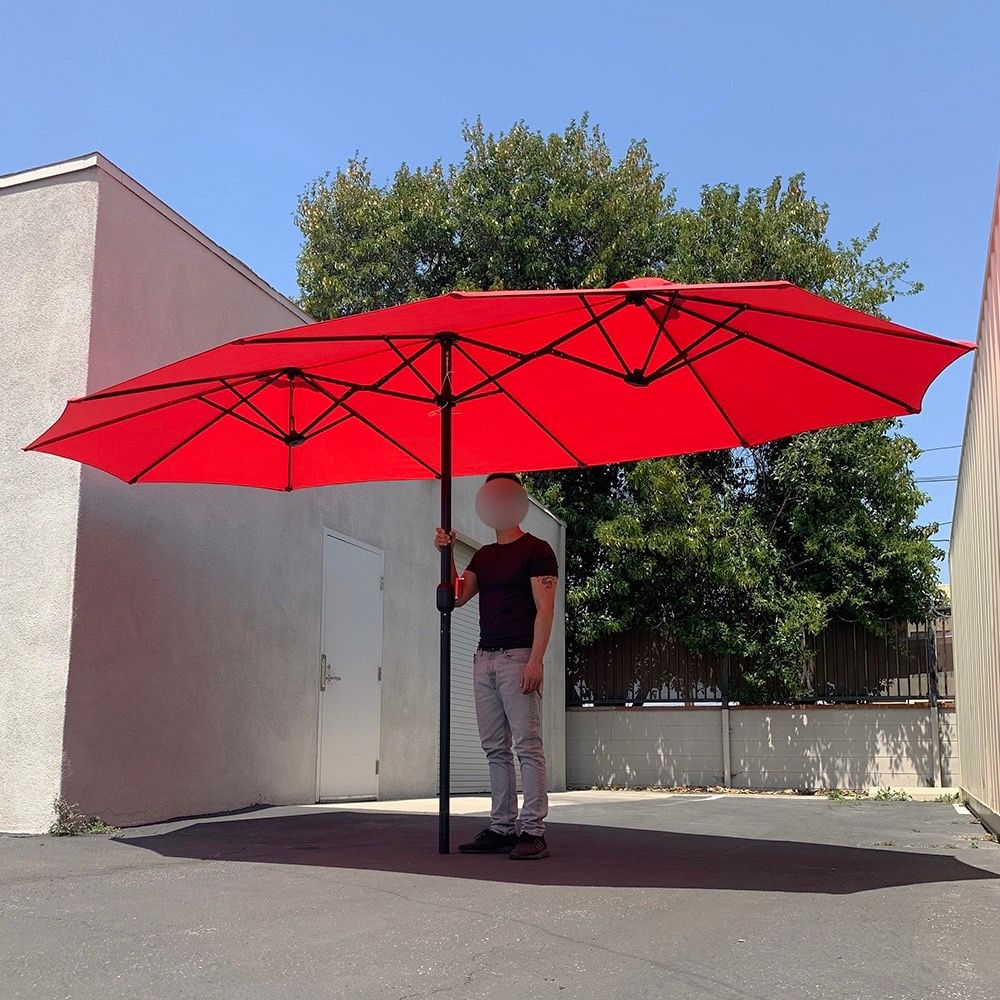 $95 (New) Large 15 ft double sided umbrella outdoor patio garden yard (weight base not included)