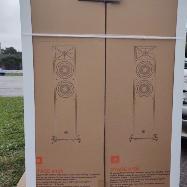 Two JBL Stage A180 (Black) Floorstanding Speakers Pair