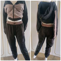 Hooded Windbreaker Jogger Tracksuit Set