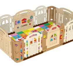 Dwingular Castle caramel & flower garden playpen for baby