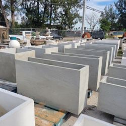 Concrete Large Rectangular Planters / Cement Backyard Patio Garden Planter Pots