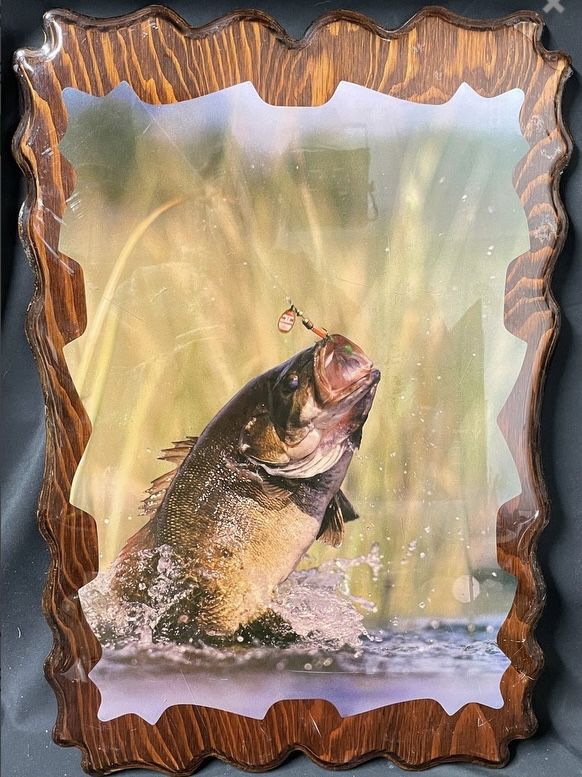 Vintage Bass Fish Wood Print 23” x 16”