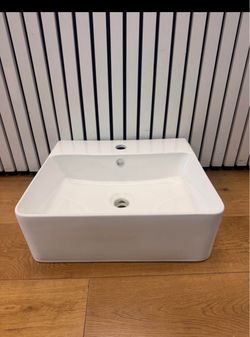 Brand New White Ceramic Bathroom Sink – 18” x 16.5”