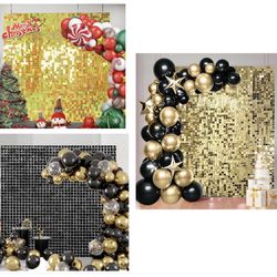 Shimmer Wall Backdrop -24pcs Sequin Square Panels,Photo Backdrop for Wedding Birthday Engagement Party Decoration 