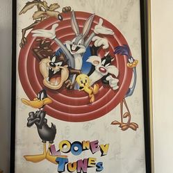 Framed Looney Tunes Vintage Poster 1(contact info removed)9 Bugs Bunny Daffy Taz