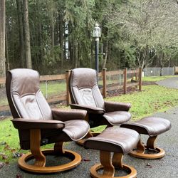 Ekornes Stressless  Chair And Ottoman Set Of 2 