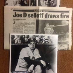 Vintage NY Yankee Joe Dimaggio BW Glossy Photo,M Monroe Card & Articles VGC 8x10