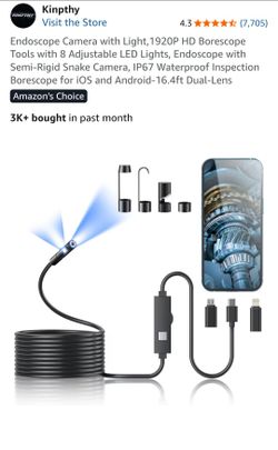 NEW Dual-Lens Endoscope Inspection Camera 1920P HD - 16.4ft Snake Borescope (iPhone & Android)
