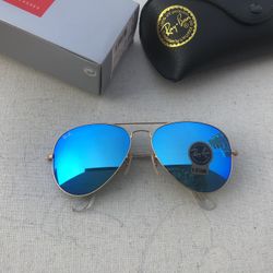 Aviator 3025 Sunglasses Blue Mirror Lenses 