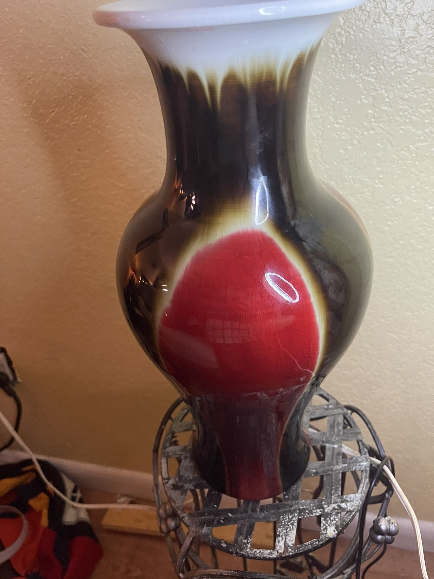 Mid-Century Antique Style Chinese Vase in Red Ox-Blood Flambe Glaze