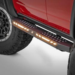 Rough Country AC2 Running Boards For Ford Bronco 4-Door (2021-2025) - Heavy Duty Steel Side Steps With Amber/White LED Lights