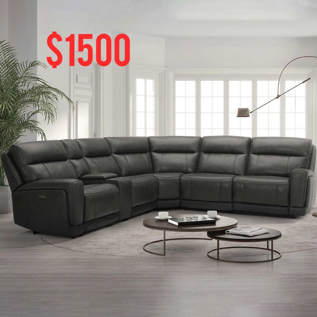 Top Grain Leather Power Reclining Sectional
