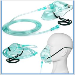 (2) 2 Pack Oxygen Mask for Face Adult with 7' Tube & Adjustable Elastic Strap - Size L