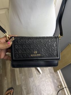 Michael Kors Jet Set Small Glitter Logo Embossed Faux Leather Smartphone Crossbody Bag