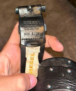 Diesel Black Leather Belt Size 80/32