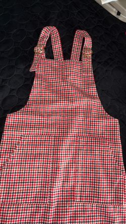 Houndstooth Plaid Overall Dress