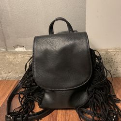 3am forever small Black backpack with fringe leather