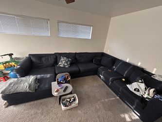 Navy Blue L Shape Couch