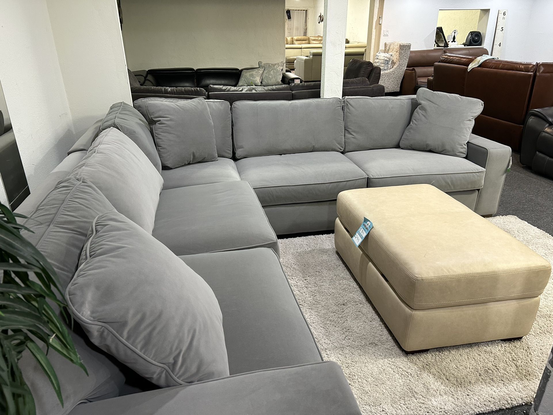Furniture- 3 Pc Velvet Fabric Sectional- Marristin