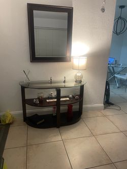 Half moon glass table