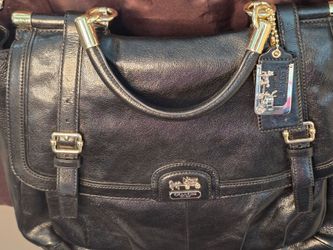 Authentic Vintage Coach Size XL Messenger Shoulder Bag Soft Briefcase Patent Leather Unisex Dark Teal Inside
