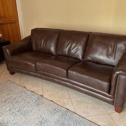 Brown Genuine Leather Couch