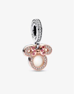 Disney Minnie Mouse Mom" Double Dangle CharmSterling silver, 14k rose gold