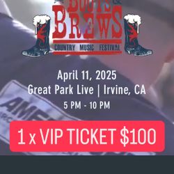 1 x VIP Ticket for Boots and Brews with Jake Owen And Jerrod Niemann