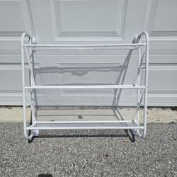 Shoe Organizer Rack – 3 Shelves – Clean White – Strong Metal Frame!